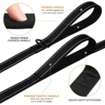 Heavy Duty Double Handle Dog Leash with Reflective Strips for Night Safety - Ideal for Large and Extra Large Breeds - Perfect fo - Image 3