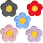 Food Grade Silicone Dog Licking Mat Cat Slow Feeder Pad Flower Shape Pet Bath Peanut Butter Lick Plate with Suction Cup - Image 5