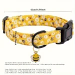 Cute Yellow Bee Print Dog Collar, Suitable for Small, Medium and Large Dogs, Fashionable Wasp Design Dog Collar - Image 3