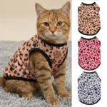 Leopard Print Pet Cat Vest Clothes Comfortable Soft Sleeveless Pets Shirt Breathable Cats Pullover For Sphynx Kitten Kitty Puppy
