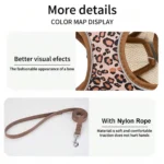 DH009-Adjustable Leopard Print Pet Cat & Dog Harness, Vest Harness Breathable Skin-Friendly Mesh, 1.5-Meter Leash, Lightweight - Image 2