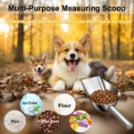 Dog Food Scoop Stainless Steel with Long Handle, Precise Dog Food Measuring Cup 1, 3/4, 1/2, 1/4 Cup, Pet Scoop for Dogs, Cats - Image 2