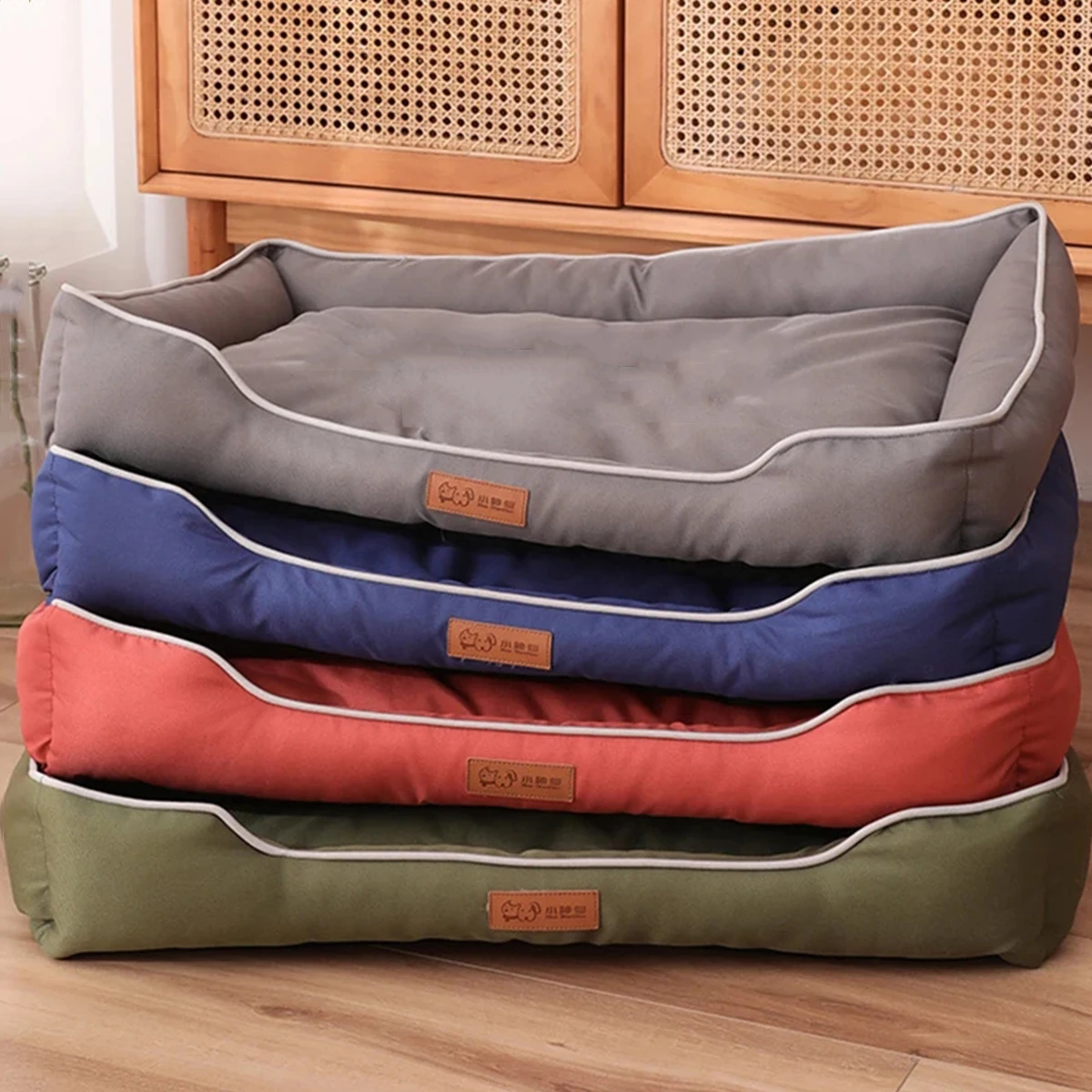 kf-S20c2b5d8750041acbbedbce3178b537bn Four Season Square Dog Bed for Large Dog Mattress Bite-resistant Cat Bed Soft Thickened Dog Bed Waterproof Sofa Pet House - Image 1