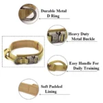 Tactical Dog Collar Heavy Duty Nylon Adjustable Quick Release Buckle with Control Handle for Medium Large Dogs Control Handle - Image 3