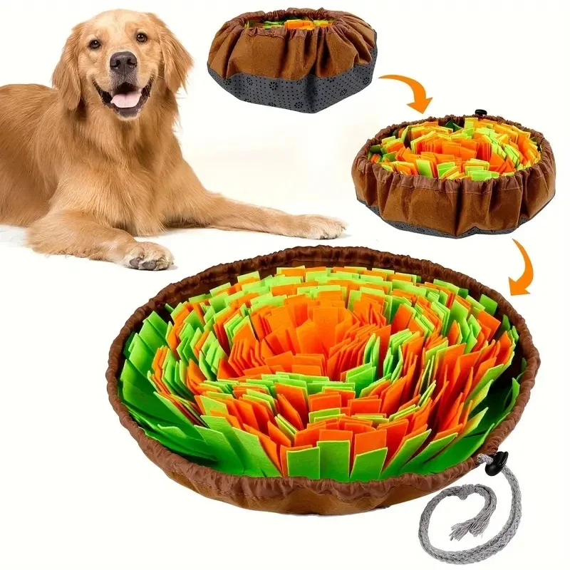 kf-S213fee5b5c874df5b57f4c66d7f3093b8 Washable Felt Pet Sniffing Pad Foldable Dog Slow Feeding Mat Toy Dog Training Snuff mat - Image 1