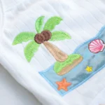 Bora Bora Pet Tank Top-White, Coconut Shell Embroidery, Ribbed Breathable, Two-Legged Outfit for Small Dogs Cats, Summer Wear - Image 2