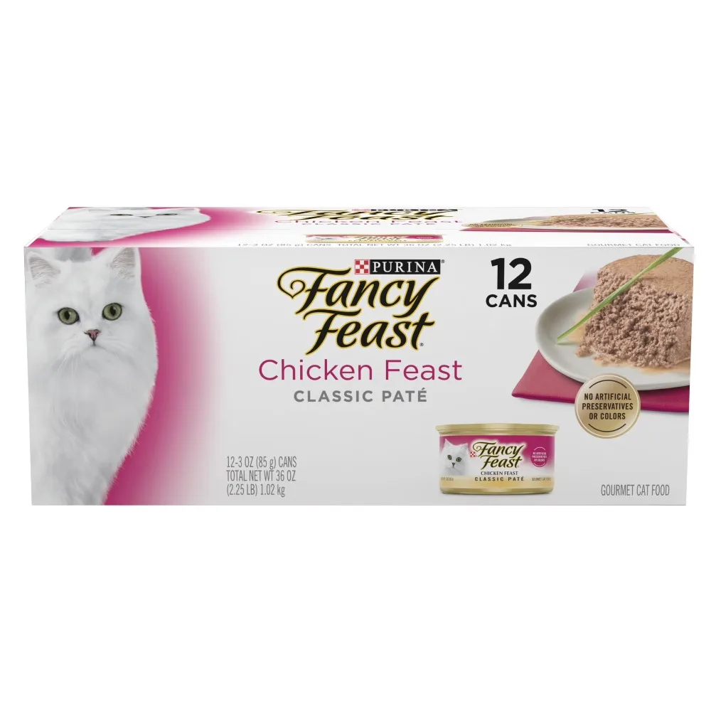 kf-S24ace86d3dde42b3a405082cb2ac2fbc4 Grain Free Wet Cat Food Pate Variety Pack Chicken Feast Classic Pate Collection Canned Cat Food Multipack 3 oz Cans Tasty Paté for Cats - Image 1