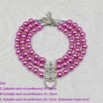New Cute Pet Pearl Necklace with Heart-shaped Rhinestone Pendant Adjustable Cat Dog Collar Jewelry For Small Pets 8 Colors - Image 2