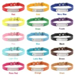 Personalized Dog Collar Name Carved 16 Colors Solid PU Leather Collar For Small Medium Large Dogs Puppy Cat Accessories Red Pink - Image 4
