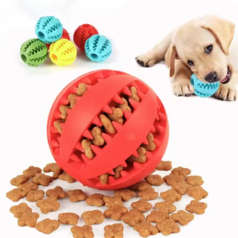 kf-S26b5954f8c9f4b0a9d499389645ed6b69 Interactive Dog Food Ball Rubber Chew Toy for Small to Large Dogs And Puppies - Pet Tooth Cleaning Chewing Toy - Image 1