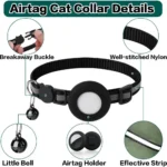 Cute Cat Collar Airtag Breakaway Reflective Kitten Collar with Bell for Apple Air Tag Holder Bell Nylon Silicone Collar for Cats - Image 5