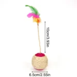 1PC Pet Cat Toy Colorful Feather Blanket Ball Grinding Claw Interactive Play Ball Cat Toy Sisal Shuttlecock Ball - Image 8