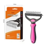 Pet Grooming Accessories High-Quality Double-Sided Stainless Steel Dog Cat Brush with Fine Bristles - Image 3