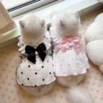 Heart Print Pet Dress with Bow, Breathable Cotton Dog Cat Clothes, Adjustable Pet Outfit with D-ring - Image 4