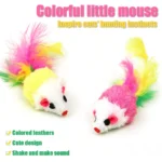 Cat Toys Sound Producing Mice Simulated Plush Colorful Feathers To Play With Cats And Mice Random Color Shipping - Image 2