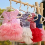 Dog Summer Dress Cat Lace Skirt Pet Clothing Chihuahua Stripe Skirt Puppy Cat Princess Apparel Cute Puppy Clothe Dog Accessories - Image 2