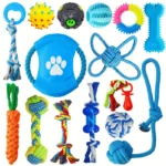 15PCS Dog Toys for Aggressive Chewers,Durable Rope Tug-of-War Chew Sticks &Unbreakable Rubber Balls for Small Medium Large Breed - Image 2