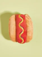 1pc Hot Dog Design Pet Grinding Teeth Squeaky Plush Toy, Durable Chew Toy For Dog Interactive Supply - Image 4
