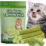 6/60Pack Cat Natural Grass Treat Sticks for Hairball Removal Chicken Catnip Teething Chew Toys for Teeth Cleaning Kitten Snack