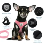 Breathable Mesh Pet Harness & Leash Set Adjustable Polyester Vest Harness with Collar Suitable for Cats Puppies Small Medium Dog - Image 3