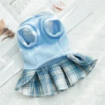 College Style Dog Dress for Small Dogs, Plaid Skirt, Pink,Blue,Green, Spring Dog Clothes, Cat, Chihuahua, XL - Image 2