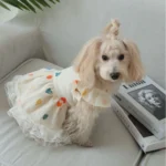 Pet Light Yellow Heart-shaped Little Fly Sleeve Dress Cat and Dog Four Season Vest Puppy Clothes Dog Dresses for Small Dogs - Image 4
