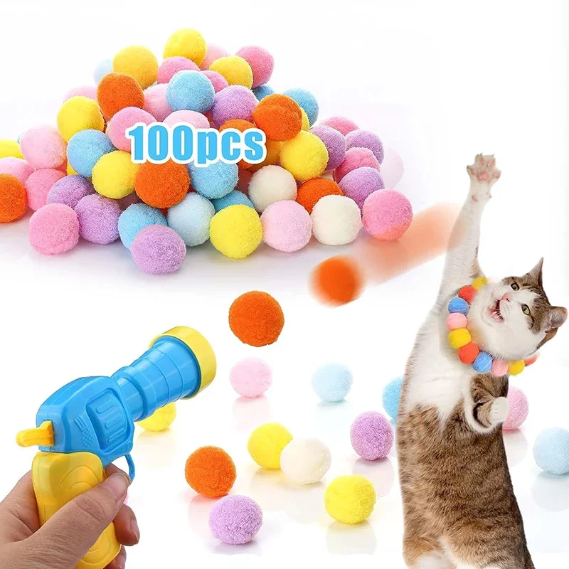 kf-S35f7b9e123d24ead988c0a61e24356450 Cat Toys Interactive Launch Training Toy For Pet Kitten Creative Mini Shooting Gun Games Stretch Plush Ball Toys Pet Supplies - Image 1
