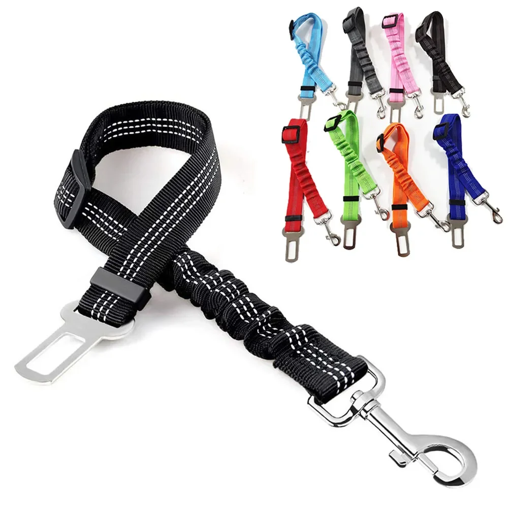 kf-S374296c429d4489987b0a8d639032baen Pet Supplies Car Seat Belt Dog Seat Belt Dog Leash Vehicle Belt Adjustable Cushioning Elastic Reflective Safety Rope for Dog Cat - Image 1