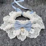 Pearl Dog Collar Jewelled Silk Wedding Cat Puppy Ribbon Scarf Pendant Pet Bows Necklace Satin New Kitten Accessories Bowtie Gift - Image 4