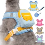 Dog Cat Harness and Leash Set, Reflective Adjustable Pet Vest with Backpack for Small Medium dogs