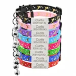 Personalized Customizable Star & Moon Quick Release Kitten Cat ID Collar Puppy Dog Engraved Tag For Small Dogs Cats