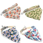 Adjustable Little Daisy Dog Neck Scarf Puppy Breakaway Pet Cat Dog Kitten Collar Bandana Kitten Accessories for Small Dogs