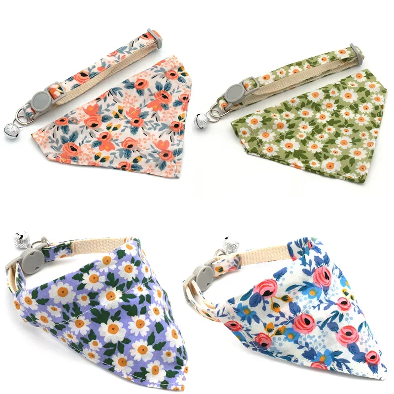 kf-S39490f73a98d4b46b39d50afb1177037f Adjustable Little Daisy Dog Neck Scarf Puppy Breakaway Pet Cat Dog Kitten Collar Bandana Kitten Accessories for Small Dogs - Image 1