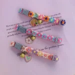 High cost-effective colored linen pet collar with bell and flower decorations for cats and dogs - Image 6