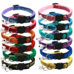 2024 Cat Collar Adjustable with Bell Breakaway Adjustable Kitten Cat Sequin Collar Neck Strap Cat Pet Supplies Puppy Accessories