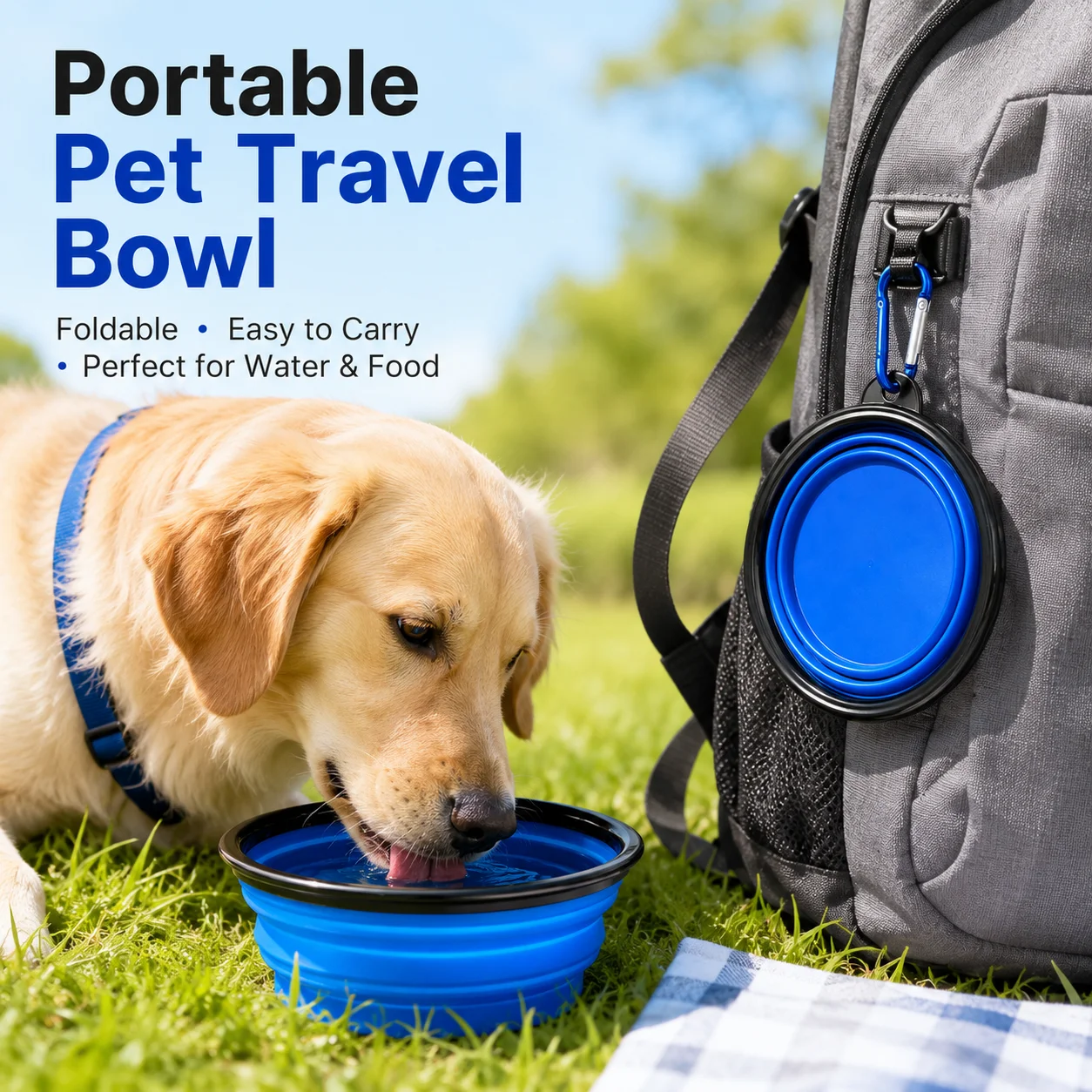 kf-S3c0cf3ce9d194185b5a4a8ee1a541487l Durable TPR Portable Pet Food Bowl for Cats And Dogs Silicone Collapsible Travel Outdoor Water Food Bowl for Pets - Image 1