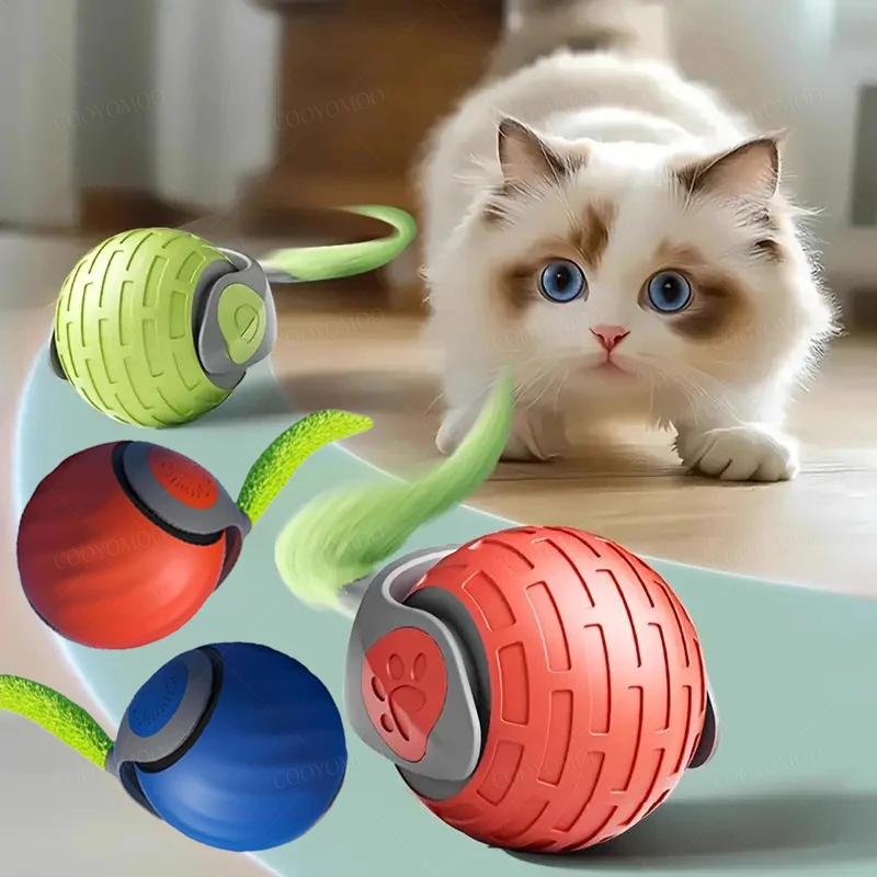 kf-S3c1c1023b998494c828915bcbee81ccfw Smart Cat Toys Ball Automatic Interactive Pets Electric Rolling Teaser USB Rechargeable Kitty Moving Bouncing ball Birthday gift - Image 1