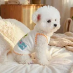 Bora Bora Pet Tank Top-White, Coconut Shell Embroidery, Ribbed Breathable, Two-Legged Outfit for Small Dogs Cats, Summer Wear - Image 6