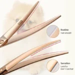 Fenice 6.5/7.0 inch JP440C Rose gold Pet Dog Grooming Routined/Serrated Curved Scissors Traceless/V-shaped Teeth Thinning Shears - Image 2