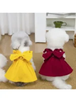 DOGPomeranian Teddy Dog Clothes, Cat Clothes, Spring and Summer Thin and Breathable Princess Dress, 26 Ultra-Simple Leash Dress - Image 2