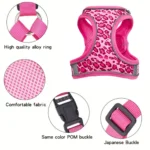 DH009-Adjustable Leopard Print Pet Cat & Dog Harness, Vest Harness Breathable Skin-Friendly Mesh, 1.5-Meter Leash, Lightweight - Image 3