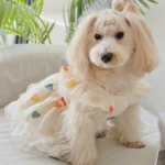 Pet Light Yellow Heart-shaped Little Fly Sleeve Dress Cat and Dog Four Season Vest Puppy Clothes Dog Dresses for Small Dogs - Image 2