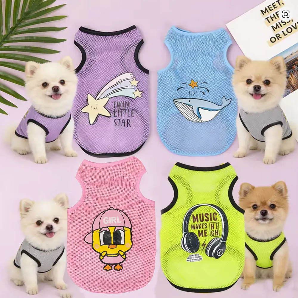 kf-S3d89626ecb704ea98b50f053968d1a585 ooling Shirts for Dogs, Lightweight Mesh Breathable Dog Shirt for Small Dogs Boy, Sun-Protection Sleeveless Shirts for Dog&Cat P - Image 1