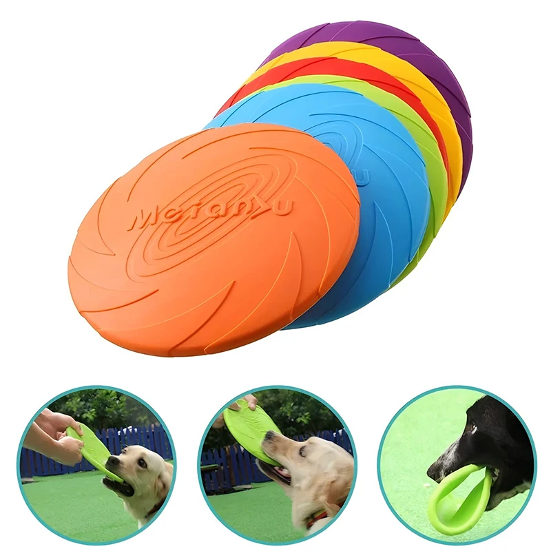 kf-S3dfc0cb076464c63b671ef3f35849aa5a Dog Toys Silicone Flying Disc Fashion Multicolor Resistant Chew Toys Puppy Outdoor Game Trainning Interactive Supplies - Image 1