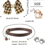 1/4PCS Brown Winter Dog Collar Bowknot Puppy Chihuahua Collars with Bell Adjustable Safety Buckle Cats Bow Tie Pets Accessories - Image 4