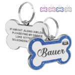 Custom Double Side Dog Cat ID Tag Glitter Dogs Cats Name Pendant Tags Pet Collar Accessories Anti-lost Bone Tags for Dog Cat - Image 3