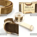 1pc Personalized Dog Collar Velvet, Engraving Custom Name Phone Number ID Tag, Soft Comfy Adjustable Collars For Small Medium La - Image 3