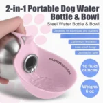 2-in-1 Portable Dog Water Bottle 285ML Stainless Steel&Silicon Leak-Proof Compact Dog Outside Travel Water Bottle for Small Dog - Image 6