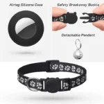 Cat Collar Compatible with Apple Airtag with Bell Adjustable Safety Buckle Reflective GPS Collar for Kittens Puppies 7-12In - Image 3