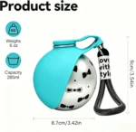 2-in-1 Portable Dog Water Bottle for Small Dogs - Leak-Proof & Compact Dog Travel Water Bottle -Stainless Steel Bottle & Silicon - Image 2
